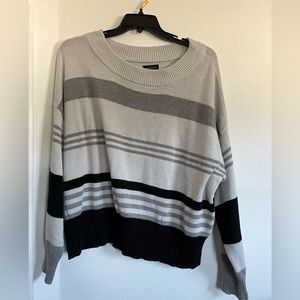 LUCKY Gray & Black Striped Sweater